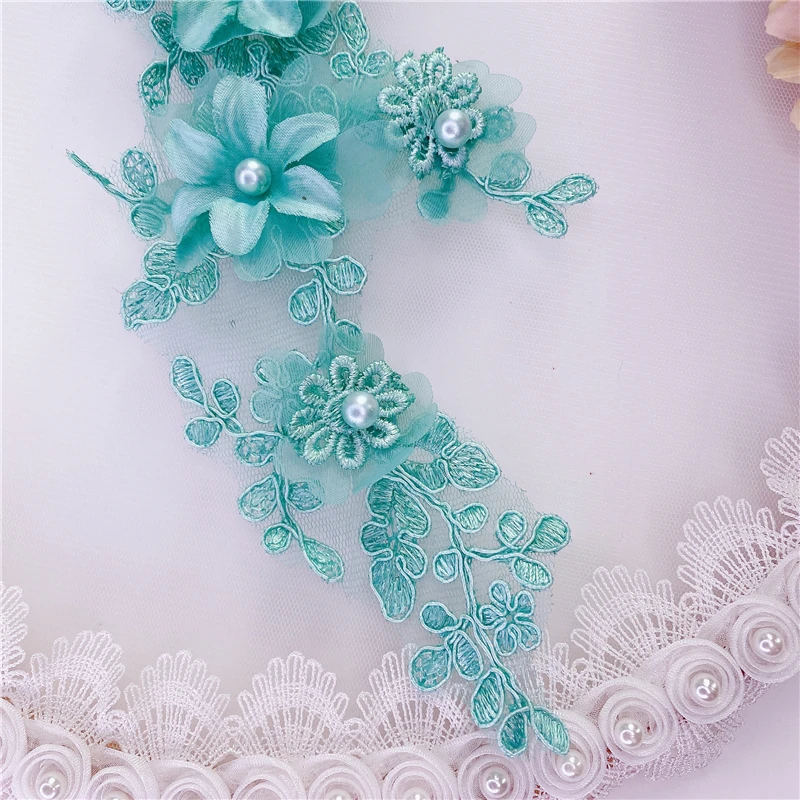 4 Stück/2 Paare. Mehrfarbige 3D-Applikationen mit Perlenblumen, Brautkopfschmuck, Kleidungszubehör, DIY-Spiegelblumen. – Detail 14