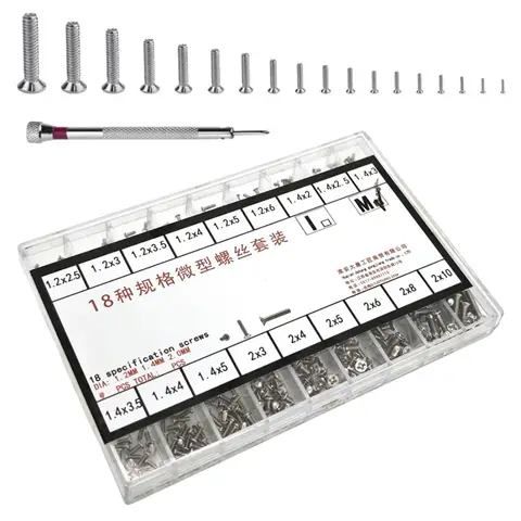 ≈ 500PCS 사양 나사 수리 도구 실버 나사 상자 시계 유지 보수 나사 크로스 소형