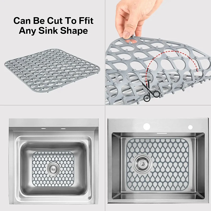 Silicone Sink Protectors For Kitchen, Folding Non-Slip Sink Mat Grid For Bottom Of Stainless Steel Porcelain Sink