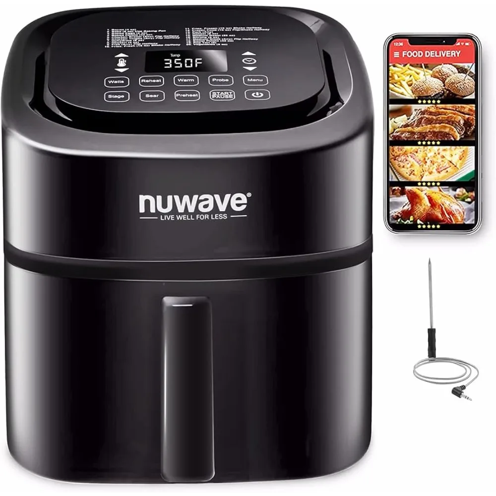 

Nuwave Brio 8-Qt Air Fryer, Powerful 1800W, Easy-to-Read Cool White Display, 50°-400°F Temp Controls