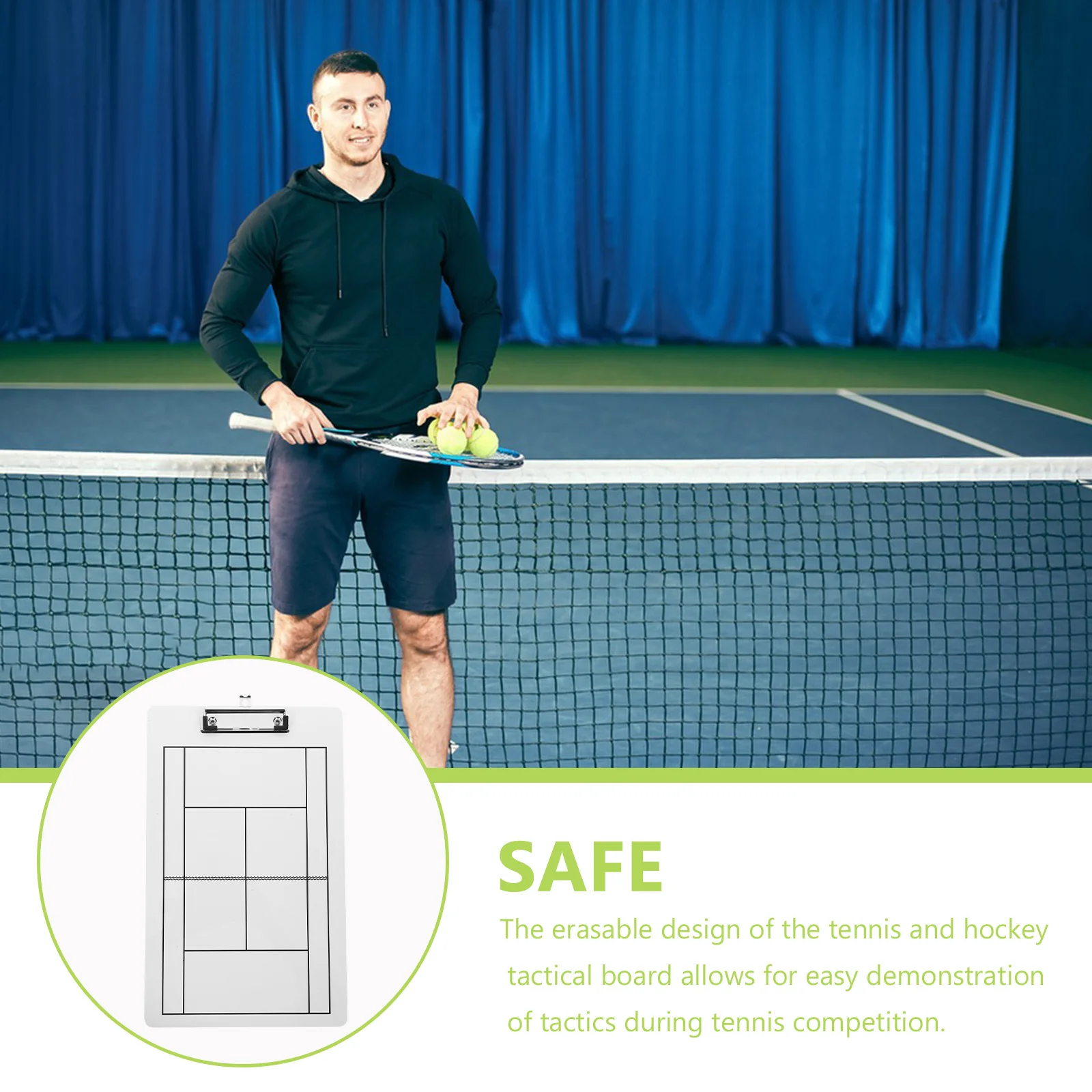 

Nonmagnetic Tennis Dry Erase Board Easy Clean PVC Coaches Clipboard Competition Use Tennis Dry Erase Board for Coaches
