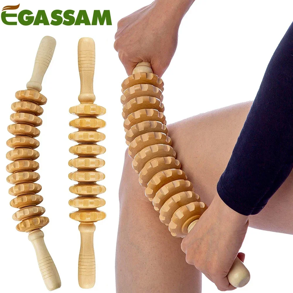 Wood Therapy Roller Massage Tool Handheld Cellulite Trigger Point Stick Lymphatic Drainage Anti Cellulite Muscle Release Roller