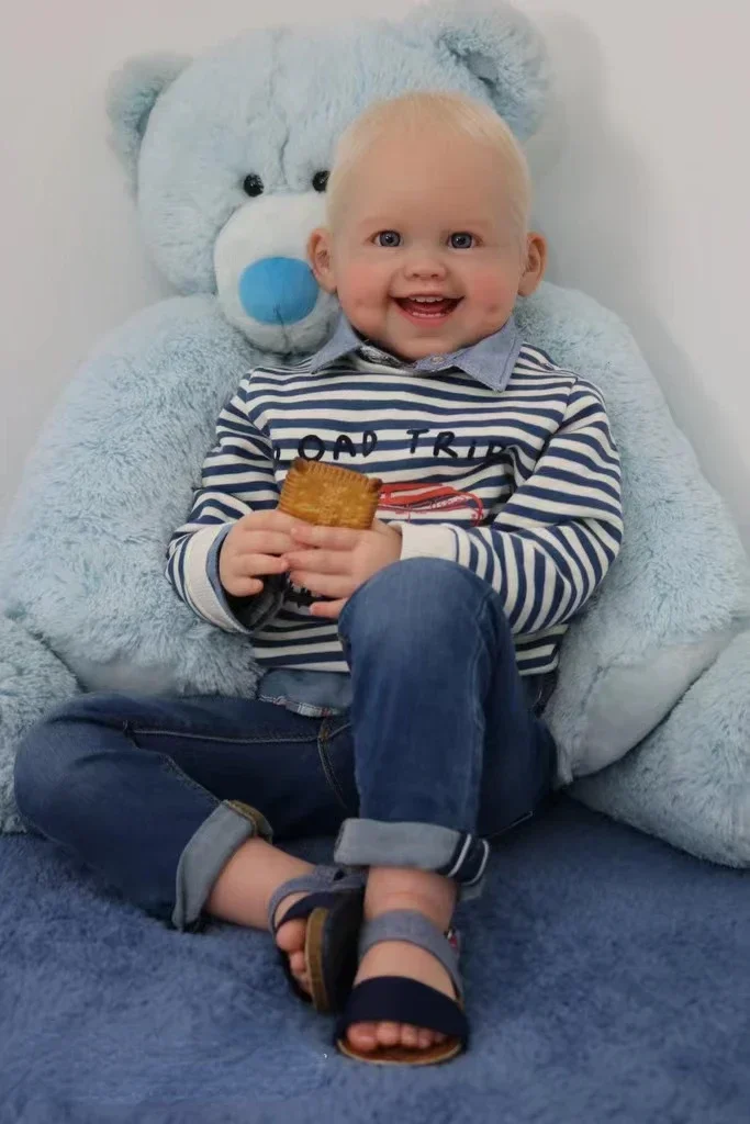 EGO Limited Supply 29 ''Reborn Baby Dimple Boy PaintedFinished Huge Boy مع شعر أشقر قصير متجذر يدويًا هدية الكريسماس