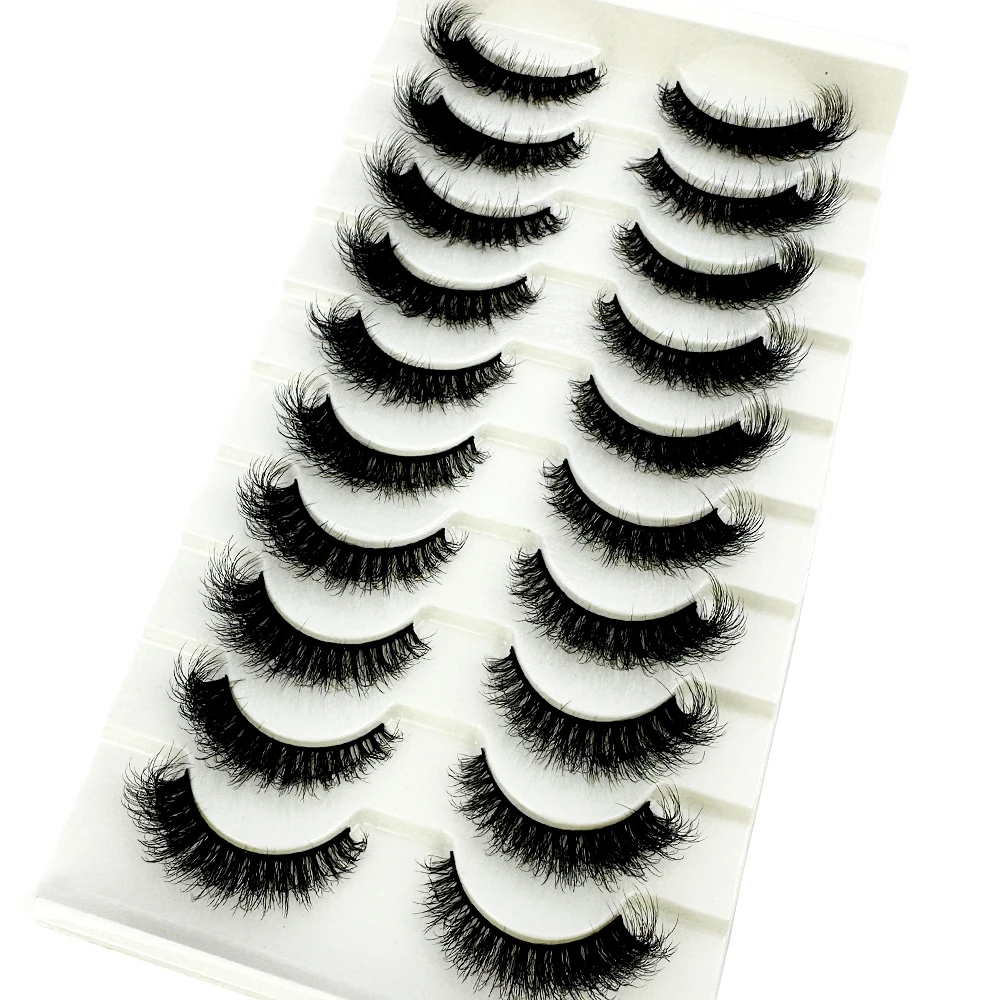 10PairsFluffy Lashes 3d Mink Lashes 100% Cruelty Free Lashes Handmade Reusable Short Natural Eyelashes Maquillaje Eyelashes Mink