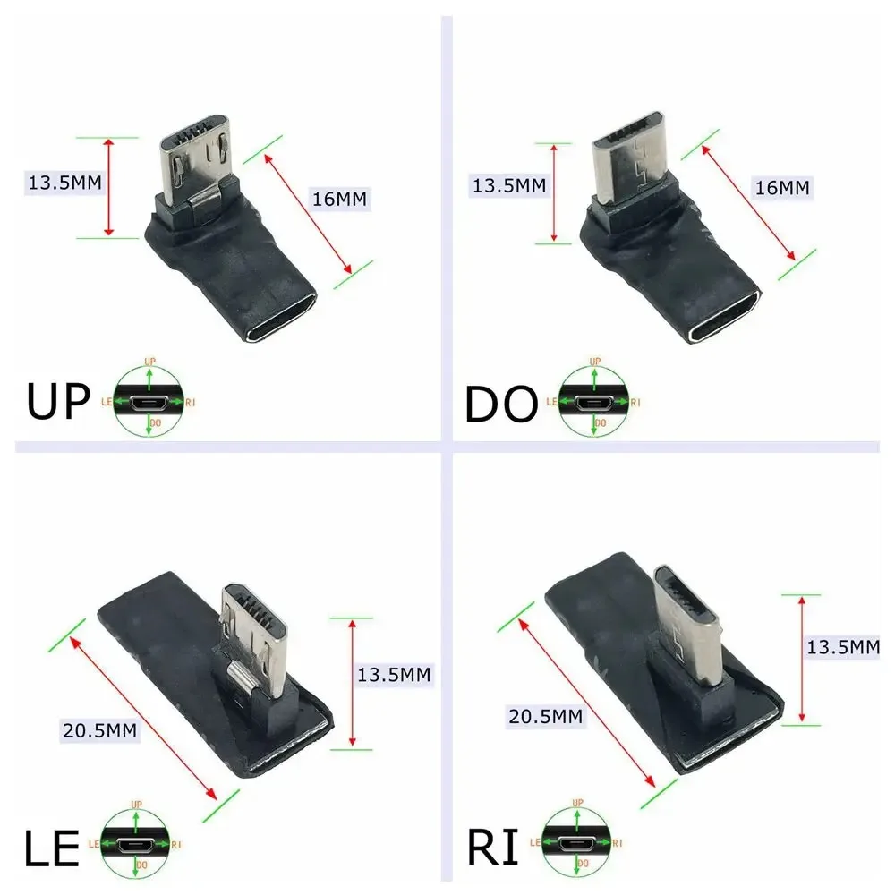 Adapter Micro USB wtyczka ze złączem kobiecy męski pod kątem 90 stopni do smartfonów i ładowania