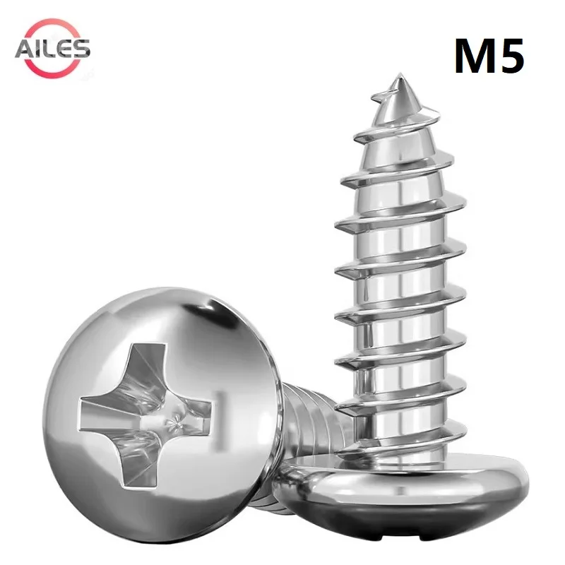 

304 Stainless Steel M5 Cross Recessed Pan Head Self Tapping Screws Phillips Round Head Tapping Screws