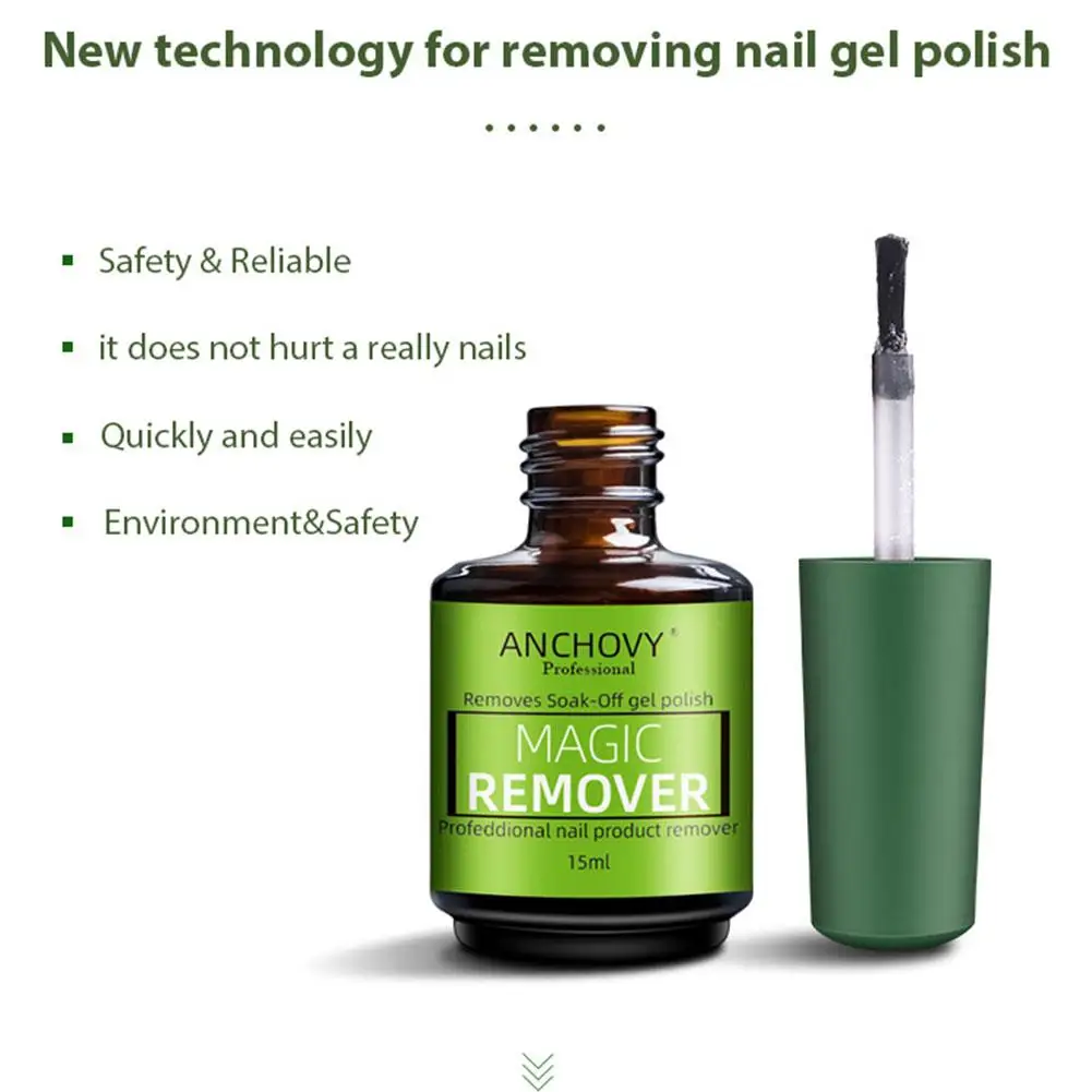 Nail Polish Remover 15ML Powerful Fast Gel Nail Polish Remover 15ML No Need Foil Soaking or Wrapping Beauty Salon Supplies