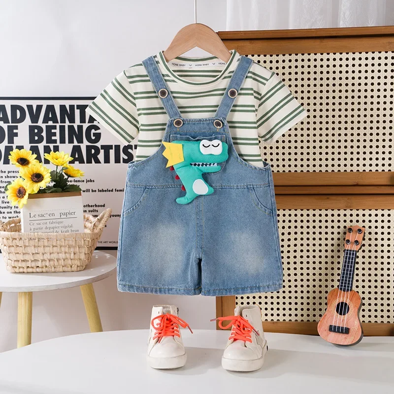 

New Summer Baby Clothes Suit Children Boys T-Shirt Shorts 2Pcs/Set Toddler Outfits Infant Casual Striped Costume Kids Tracksuits