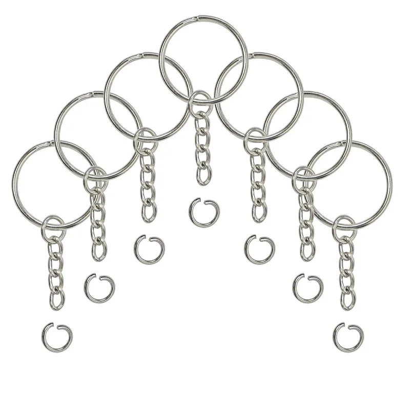 10/20/100Pcs Metal Blank Keyring Keychain With Split Jump Ring Connector DIY Women Men Jewelry Making Supplies Craft Accessories