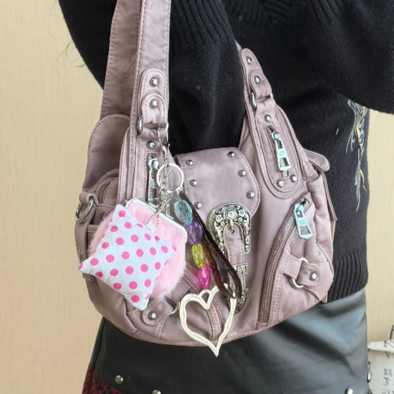 

Angel's Kiss Vintage Biker Tote Bag, Large Capacity Casual Commuter Shoulder Crossbody Purse, Сумка Y2k Versatile Hot Girl