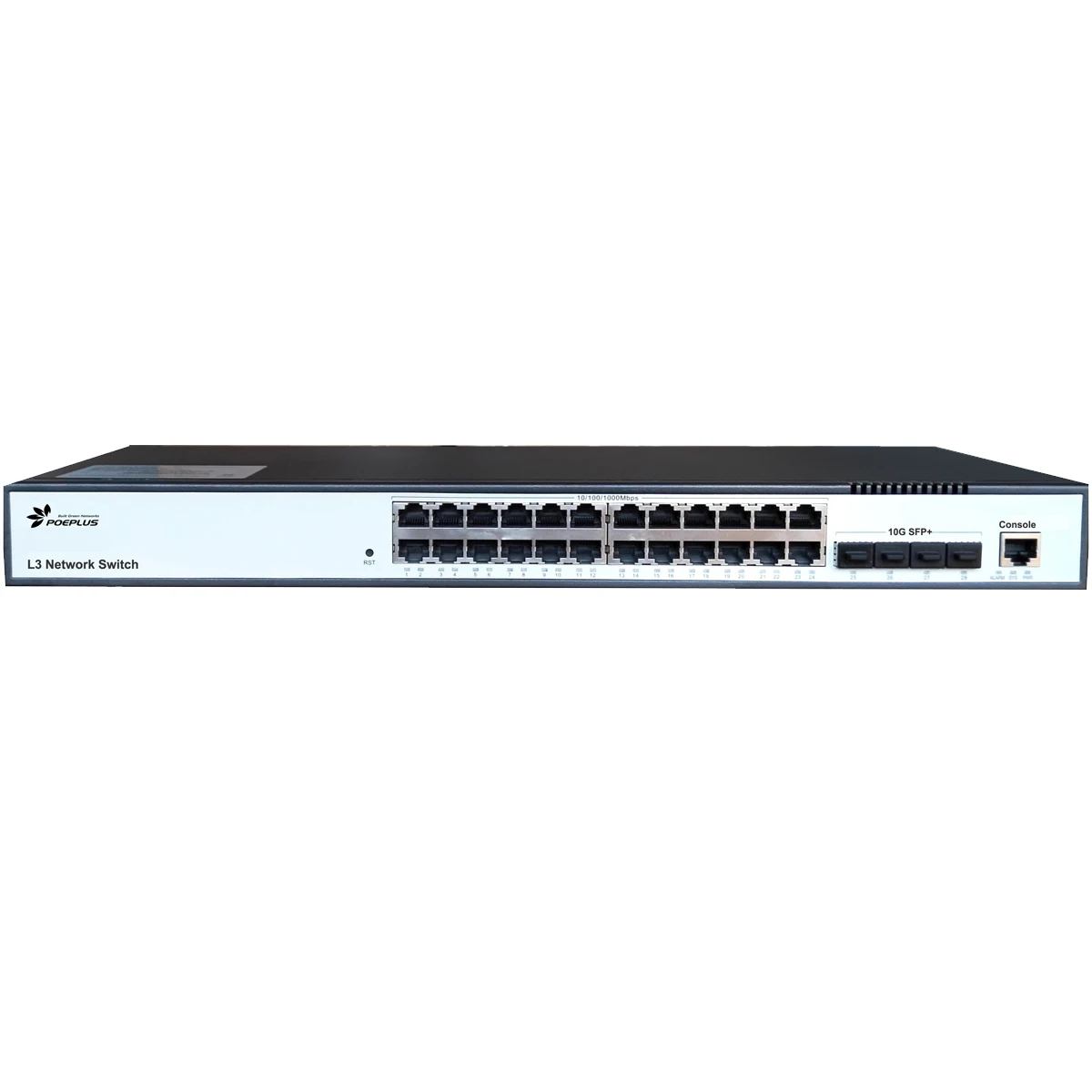 L3 10G Switch 24*100/1000M Ports with 4*SFP+ Optical Fiber Uplink