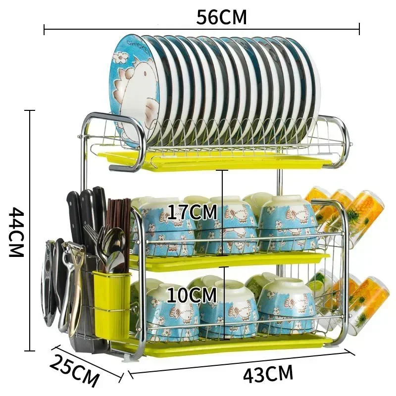 

Stand Dish Sink Drainboard Shelf Cutting 3 Holder Tiers Organizer Kitchen Drain Plate Drying Board Storage Drainer Rack