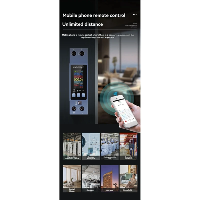 TUYA WIFI Energy Meter Din Rail Mount มิเตอร์โวลต์มิเตอร์แบบดิจิตอล Wattmeter AC 80-290V Kwh Power Meter รีโมทคอนโทรล