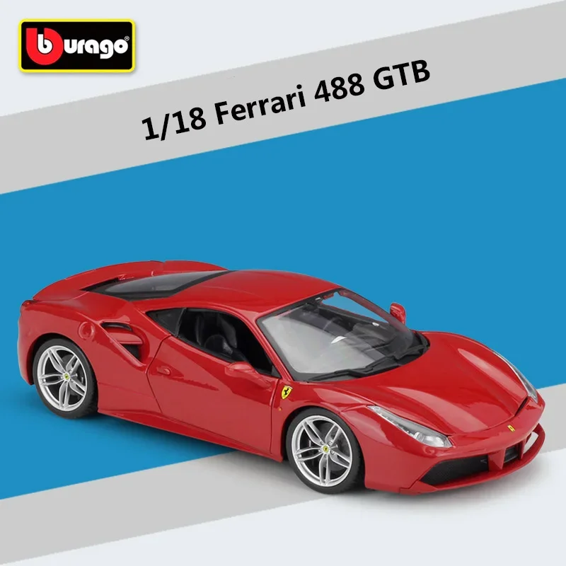 Bburago 1:18 Ferrari 488 GTB Alloy Sports Car Model Diecast Metal Toy Racing Car Model High Simulation Collection Childrens Gift