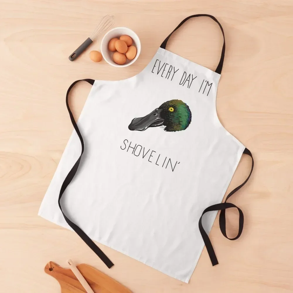 Every Day I'm Shovelin' (Northern Shoveler) Apron Customizable Woman Things For The Home Women's Home Clothes For Woman Apron