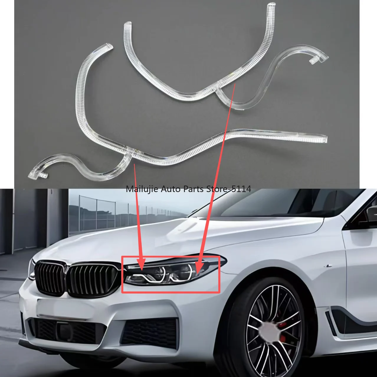 

NEW For BMW 6 Series GT G32 2017-2020 LED DRL Light guide plate Light guide tube Headlight Daytime Running Light Guide Angel Eye