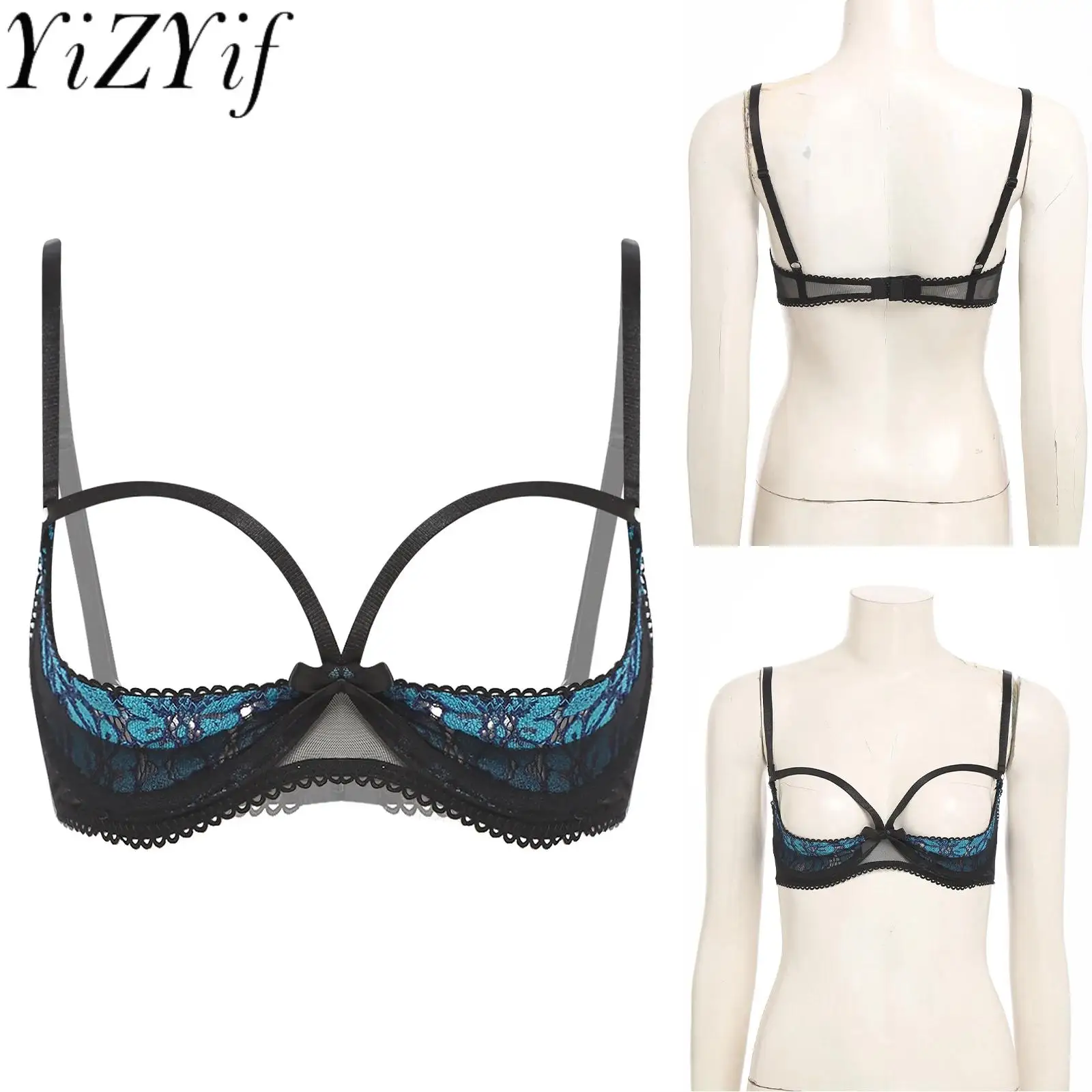 

Женское нижнее белье, бюстгальтер с открытой чашкой, прозрачное кружево с цветочным принтом, 1/4 чашки, пуш-ап, бюстгальтер на косточках для нижнего белья, соблазнительные бюстгальтеры на годовщину порно