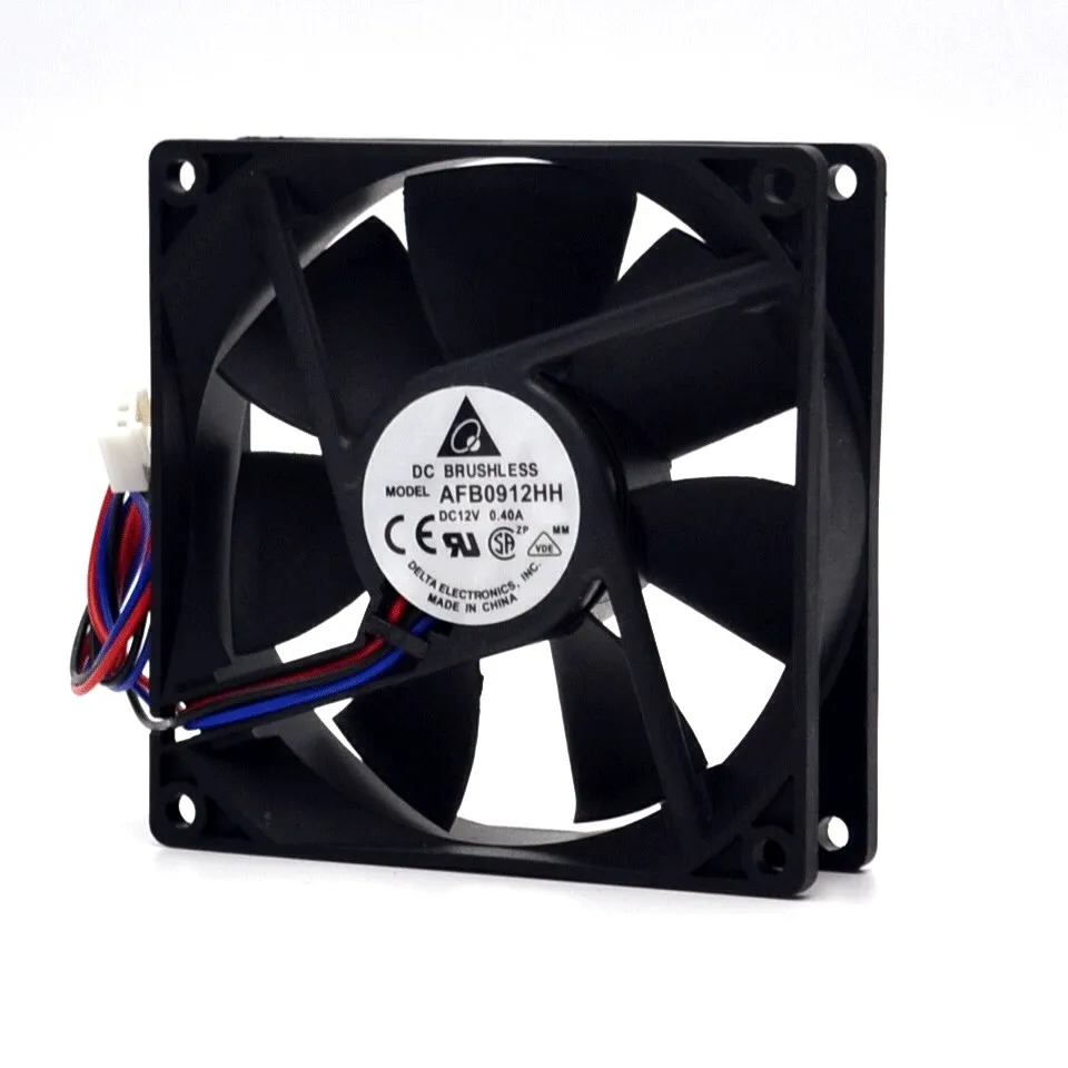 1Pcs  AFB0912HH DC 12V 0.40A 92X92X25mm 92mm 3-wire 3-pin Connector Cooling Fan For Delta