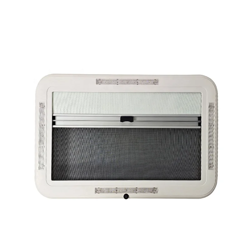 أبيض أو أسود الألومنيوم الإطار العلوي RV قافلة مقطورة معدات التخييم سقف كوة نافذة 960*650 مللي متر مع أضواء LED والستار #6