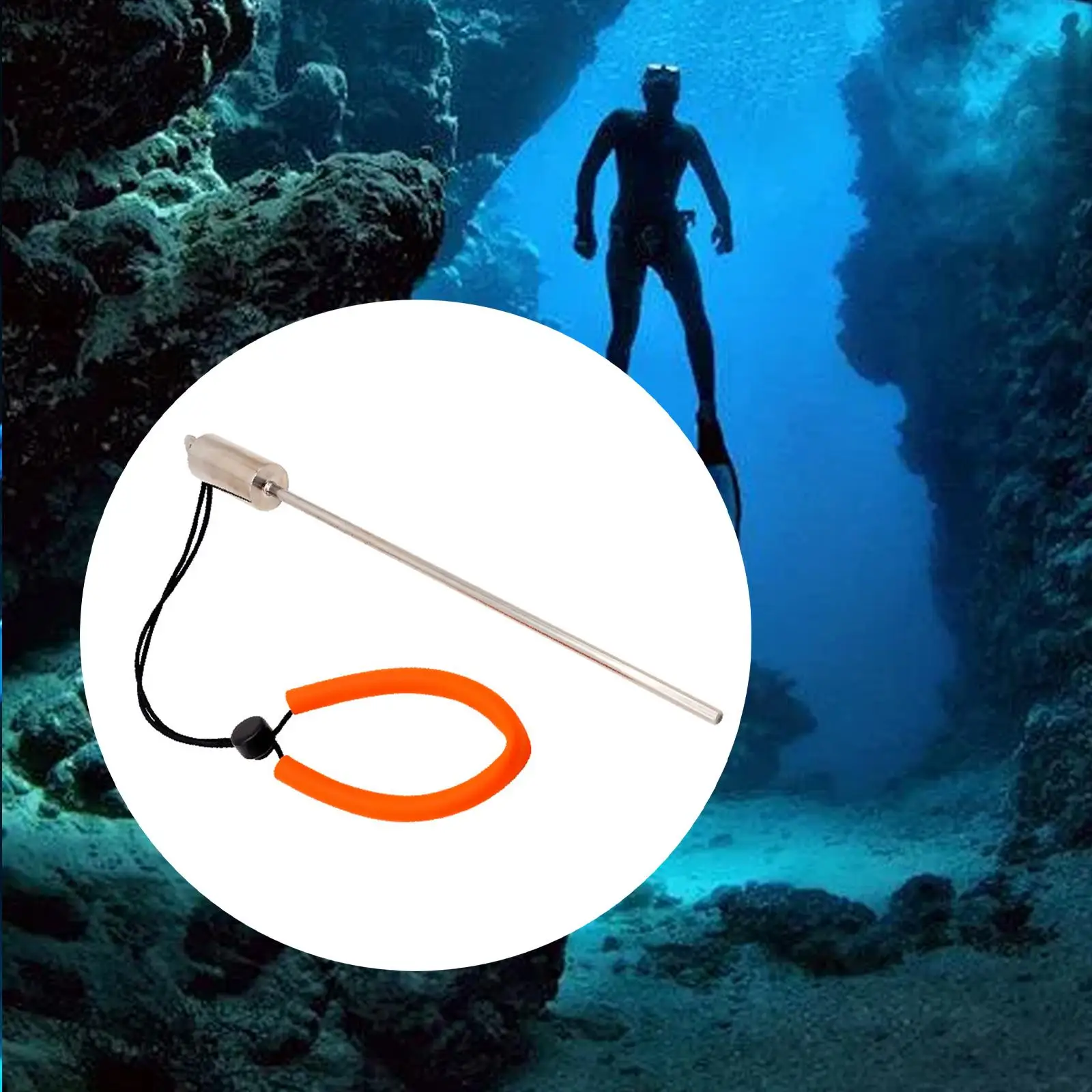 Diving Stick Stainless Steel Clear Scale Multifunctional Shaker Noise Maker Diving Pointer Rod for Underwater Sports Indication