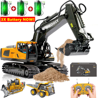 4WD Remote Control Excavator Toy Radio Controlled RC Dump Truck Vehicle Crawler Bulldozer Construction Car Gifts for Kids Boys