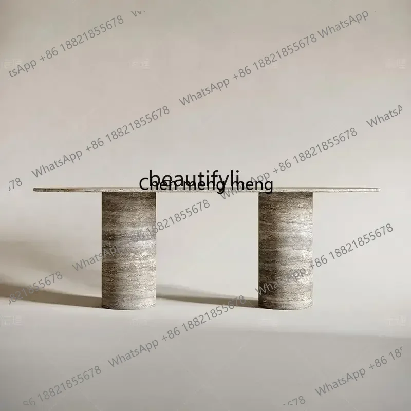 Y183FF cqyNatural travertine dining table medium antique square dining table modern simple Italian minimalist light luxury wabi