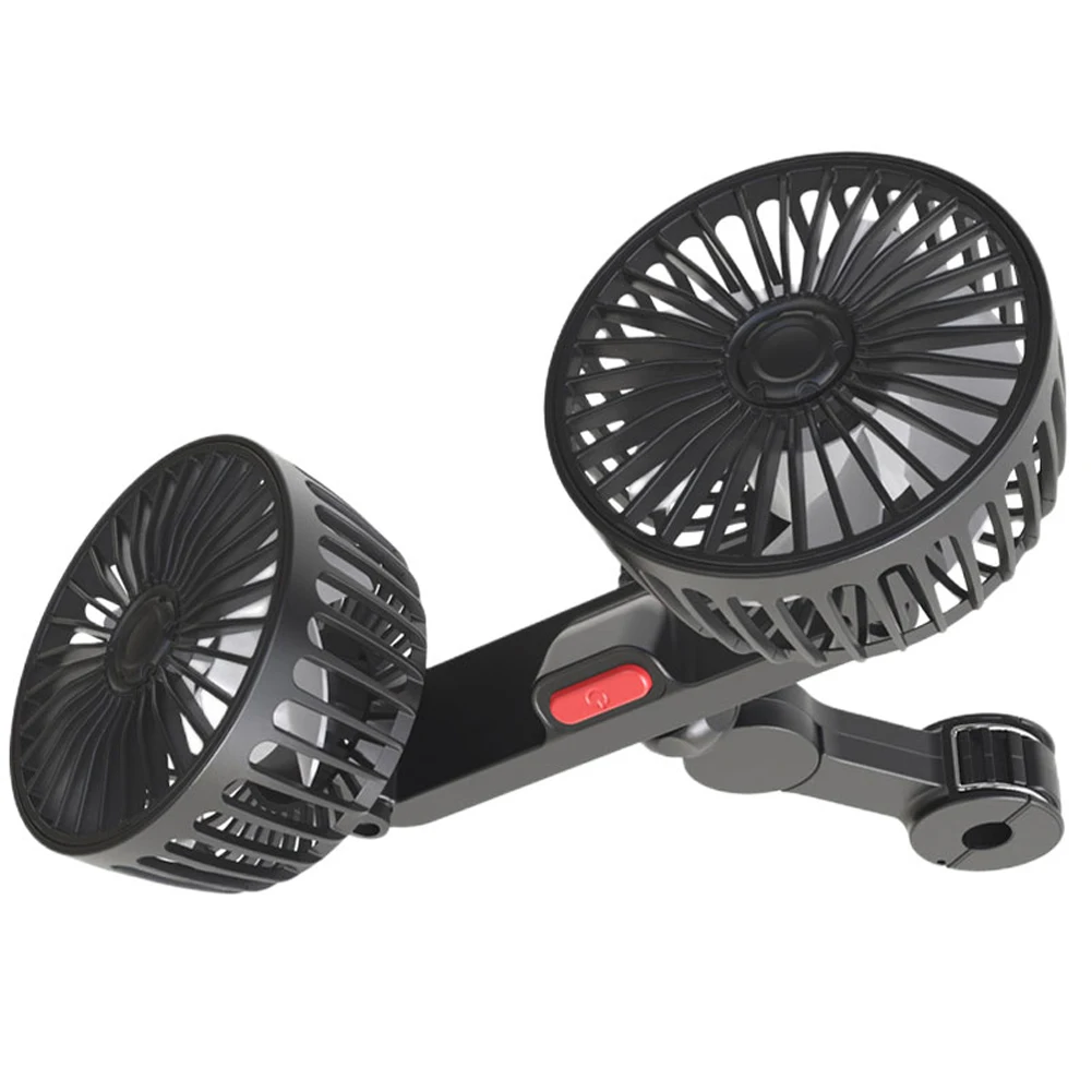 12V/24V auto podhlavník ventilace fanoušek USB nabíjení auto sytý fanoušek 360 stupňů rotace elektrický auto chladící fanoušek pro auto kráter sedan