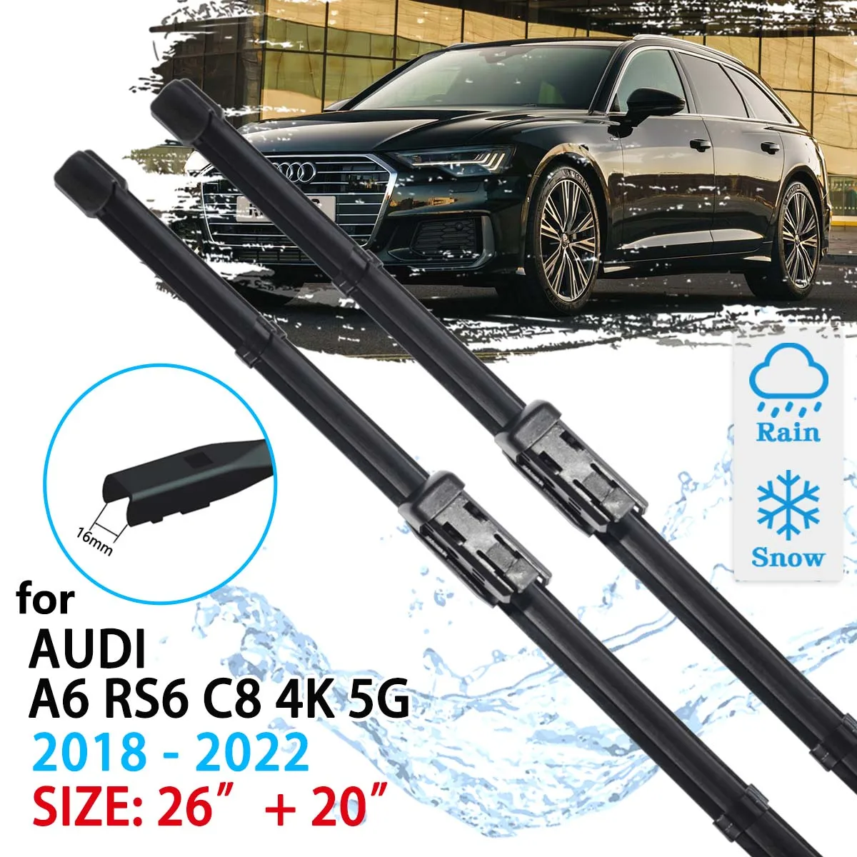 For Audi A6 RS6 C8 4K 5G 2018 2019 2020 2021 2022 Windscreen Windshield Accessories Window Brushes Washer Car Front Wiper Blades