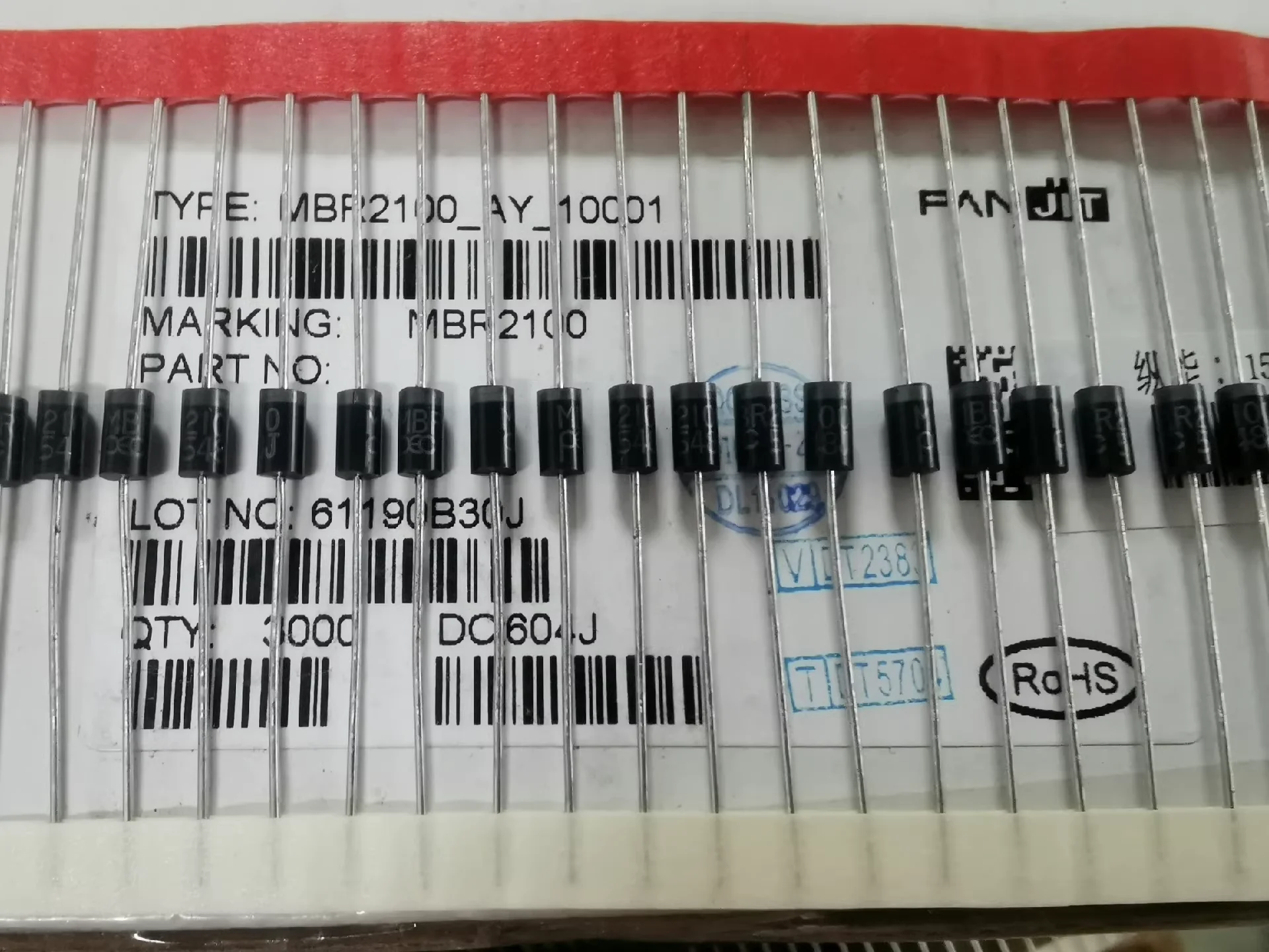 MBR2100 SB2100 Strong Pentadium-2A /100V low voltage drop Schottky Diode DO-15 box 3000