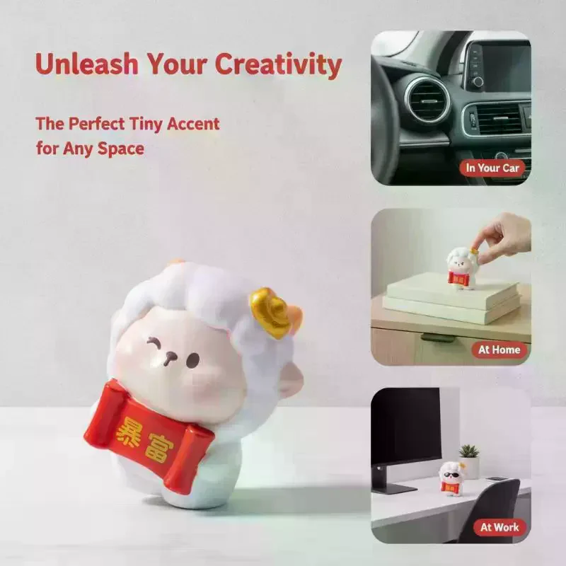 2027 Year of the Sheep Resin Figurine Cute Festive Ornament for Chinese New Year Desktop Party Decor Souvenir Gift