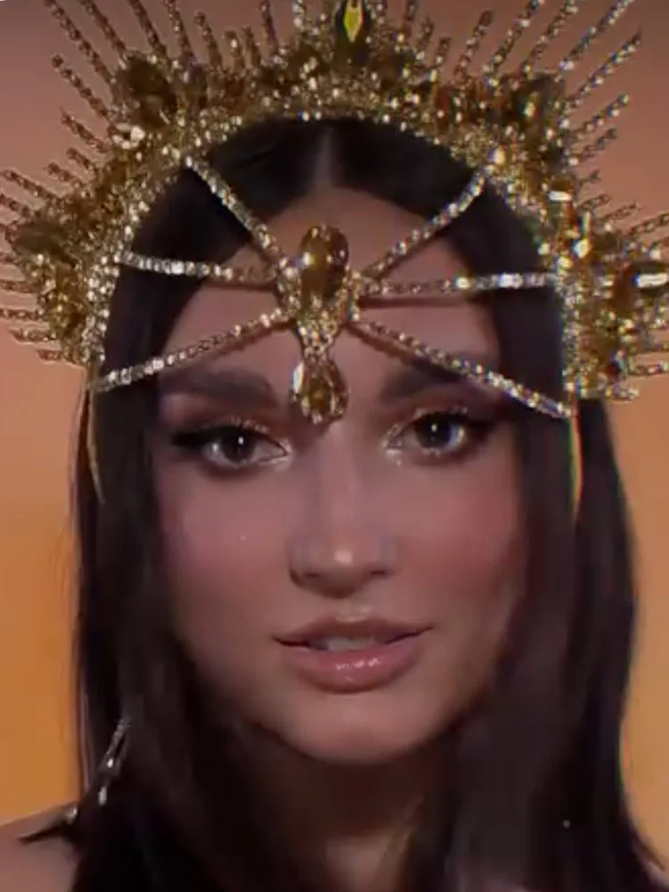 قبعة كريستال مبالغ فيها من CUIER لعرض الأزياء للفتيات على شكل رأس المسرح لتزيين الشعر والمجوهرات للنساء وإكسسوارات ملكة السحب