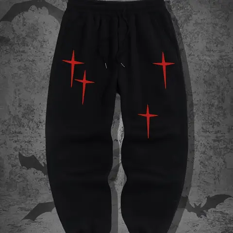 Harajuku hiphop-byxor tryckt mönster smala män år 2000 gotisk fritid mode sport gatukläder par mjukisbyxor 10 best sales kromhjärtade jeans - №6