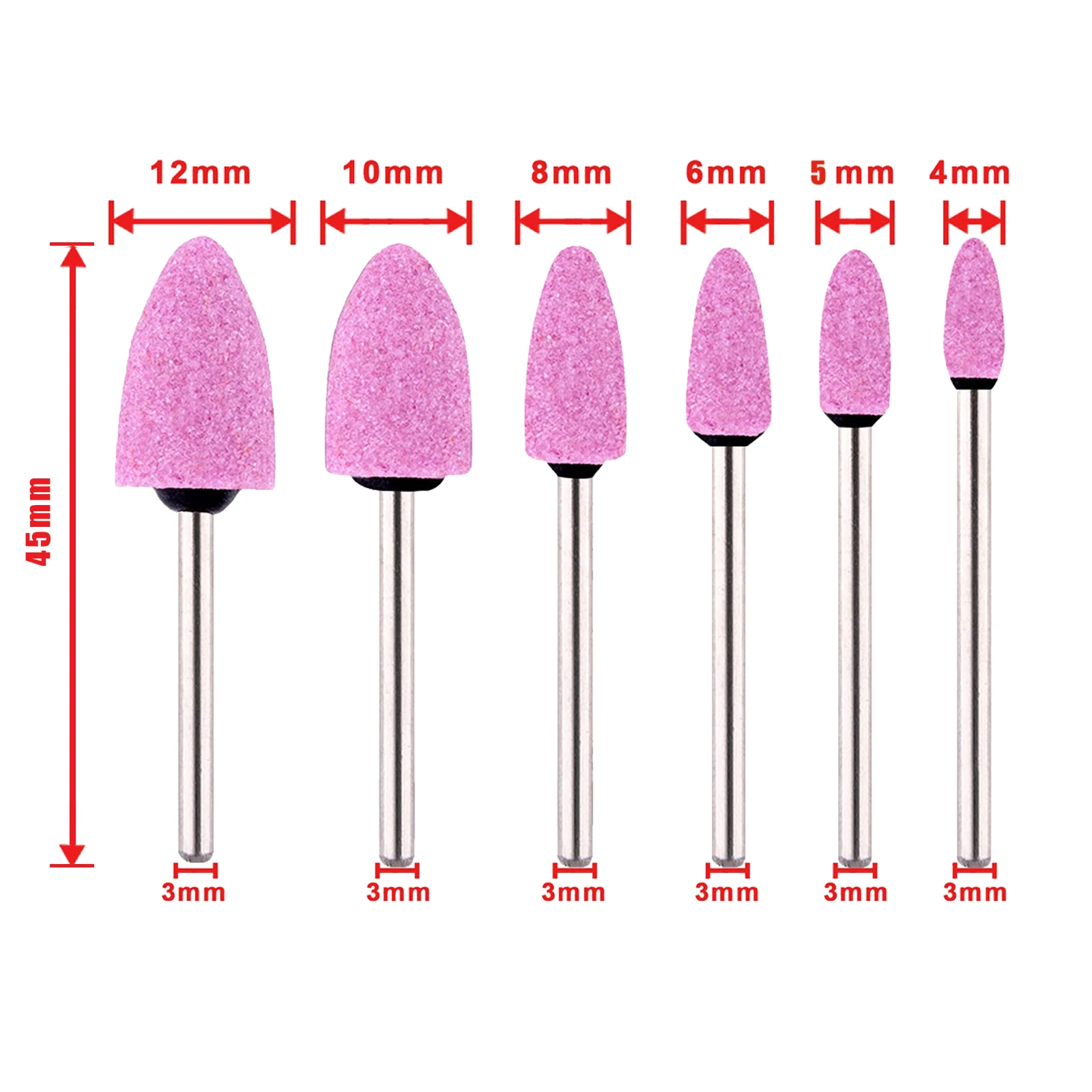 12pcs Grinding Stone Bits Drill For Rotary Tool Sanding Polishing Jewelries Accessories 1-12mm Assortment