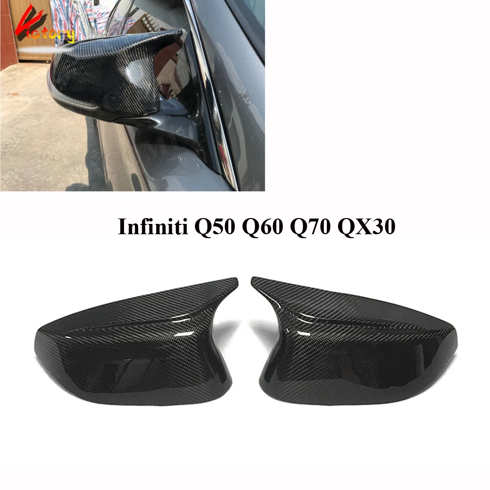 

Real Carbon Rear View Mirror Cover Cap For Infiniti Q50 Q60 Q70 QX30 Side Door Wing M Look Mirror Caps Rearview Shell