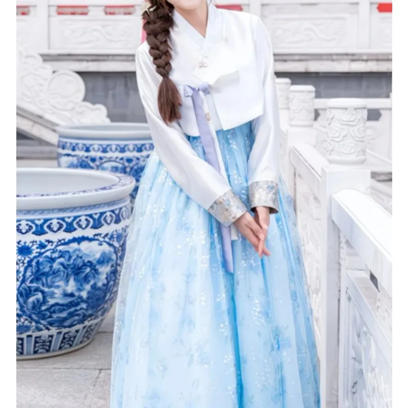 Hanbok korean Traditional Costume for Women Elegant Luxury Hanbok Dress Princess Cosplay Anicent Retro Long Robe Wedding Party