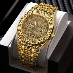 Retro Men's Quartz Watch Classic Business Men Wristwatch Large Dial Alloy Strap Calendar Waterproof Male's Quartz Watch Clock