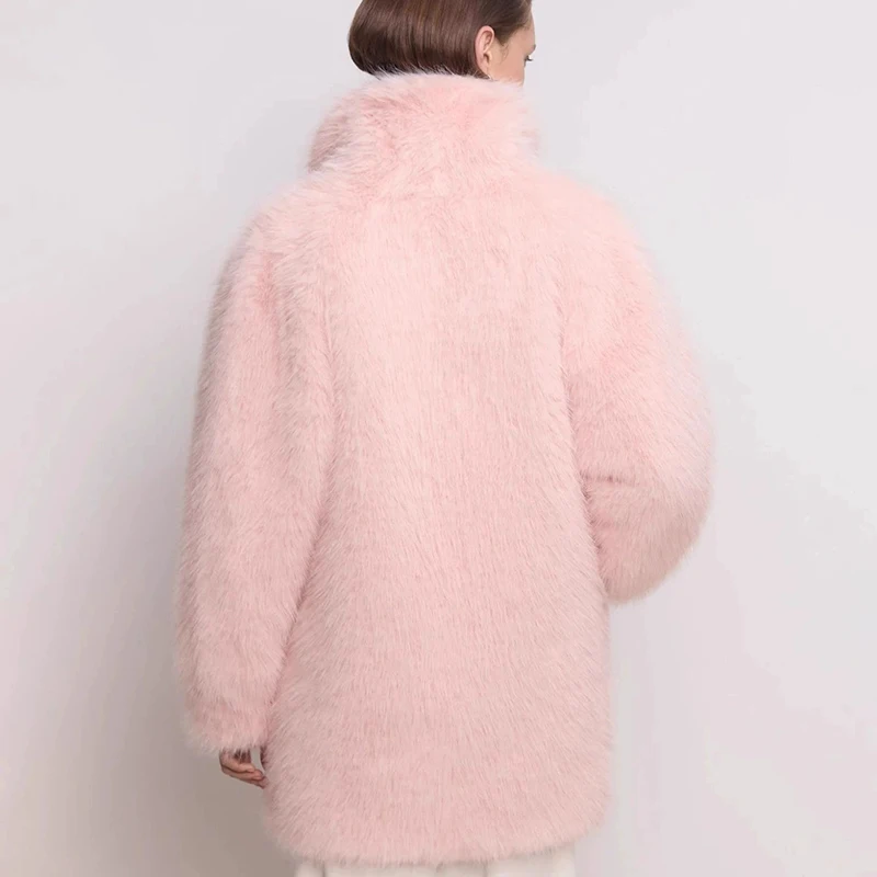Women Overcoat 2025 New Fashion High Quality Women's Fur Coat Winter Season Style Imitation Mink Solid Color Fur & Faux Fur H781