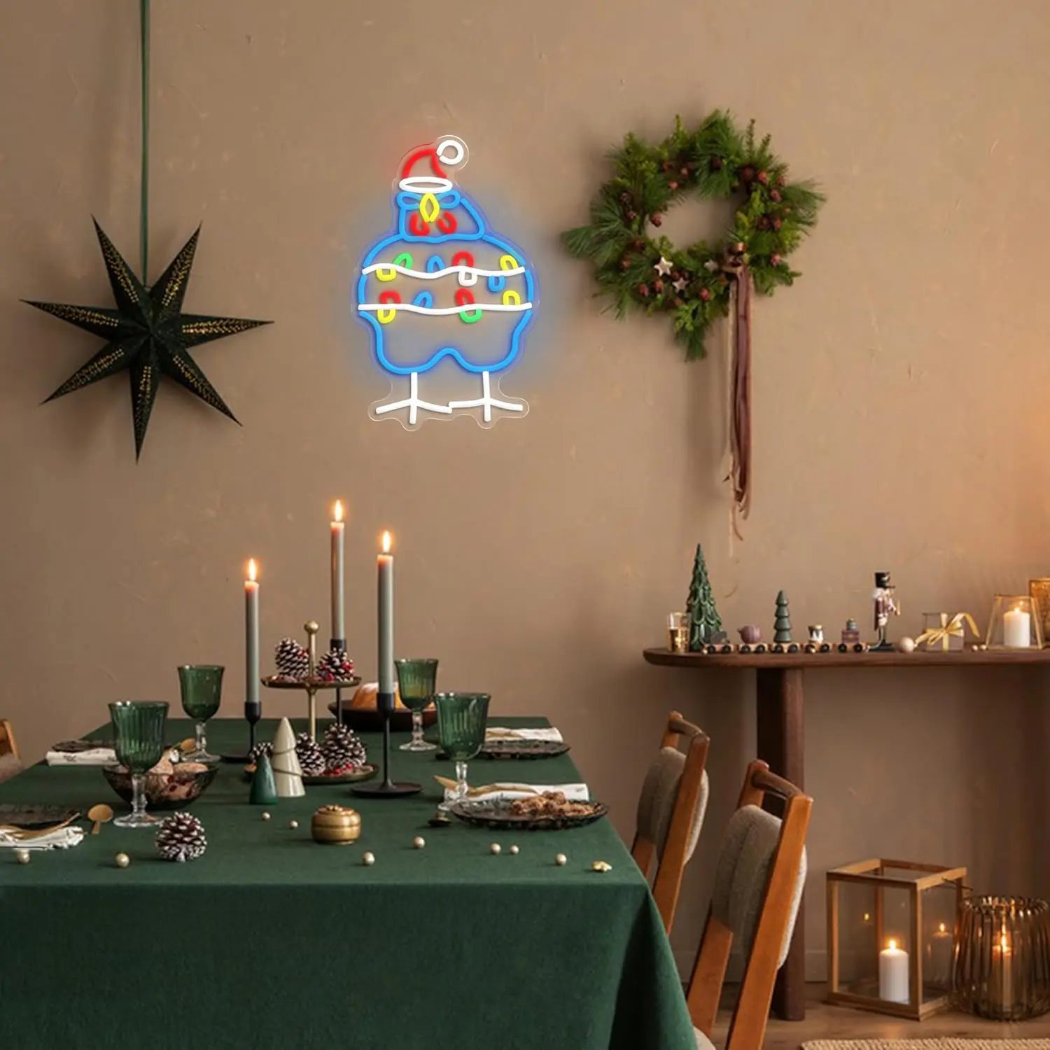 Курица Рождественская неоновая вывеска USB с регулируемой яркостью Санта-Клауса Светодиодный неоновый свет для новогодней вечеринки Гостиная Клубное украшение Рождественский свет Подарок