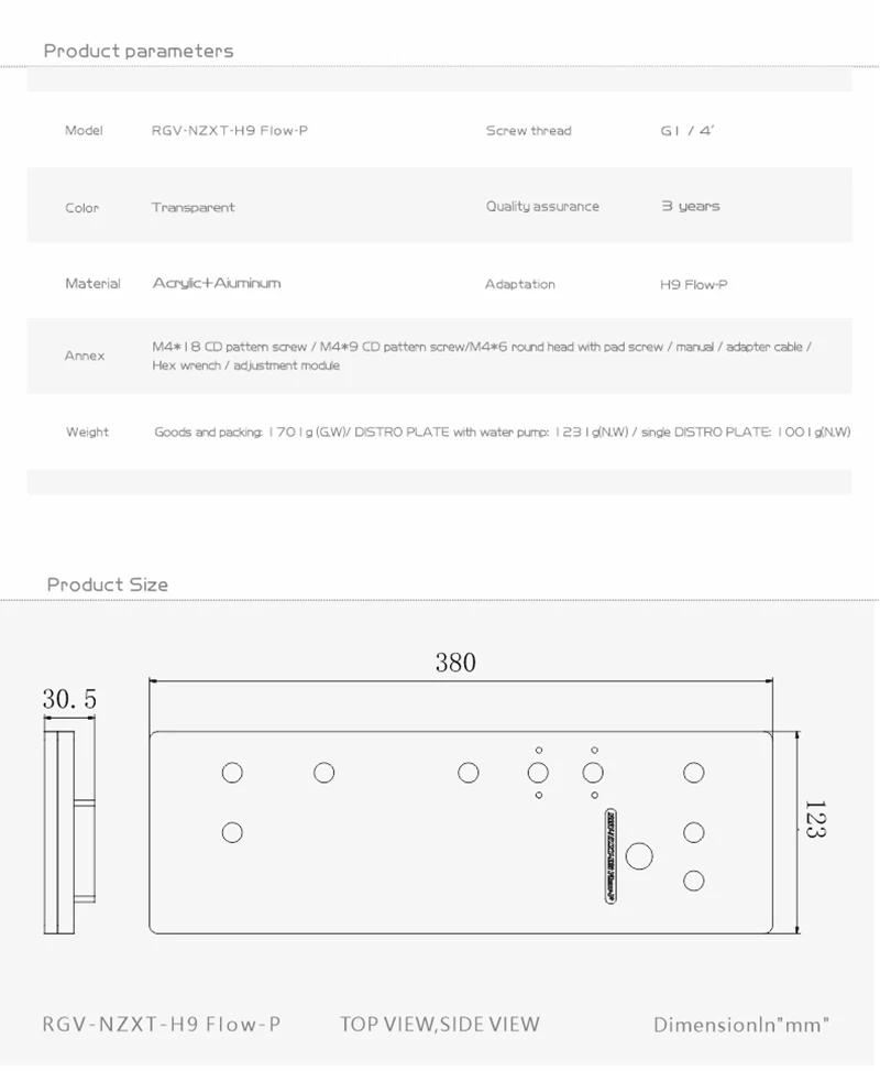 Imagem -06 - Bykski-acrílico Distro Placa Board Reservoir para Nzxt h9 Fusão Caixa do Computador Sistema Refrigerador de Água Combo Ddc Bomba Rgv-nzxt-h9