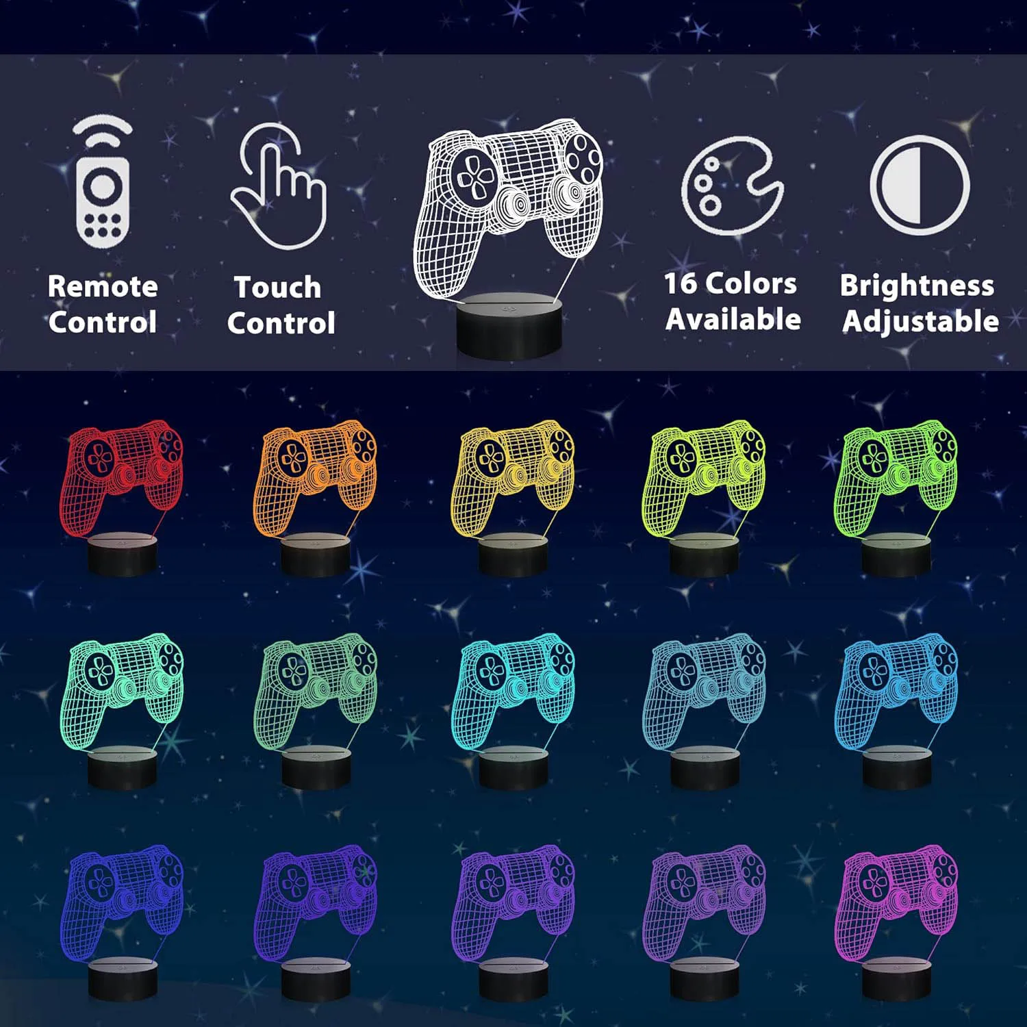 PS4 Gamepad 3D Night Light Gaming Setup RGB LED Gaming Room Decoration Table Lamp Bedroom Decor Birthday Christmas Lights Gifts