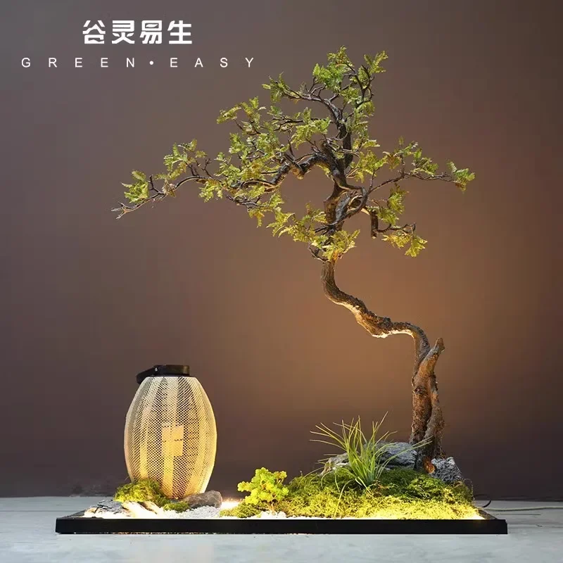 محاكاة ترحيب الصنوبر الصيني الجاف الجبل الداخلي الزاوية وهمية شجرة فندق مدخل المناظر الطبيعية الديكور #3