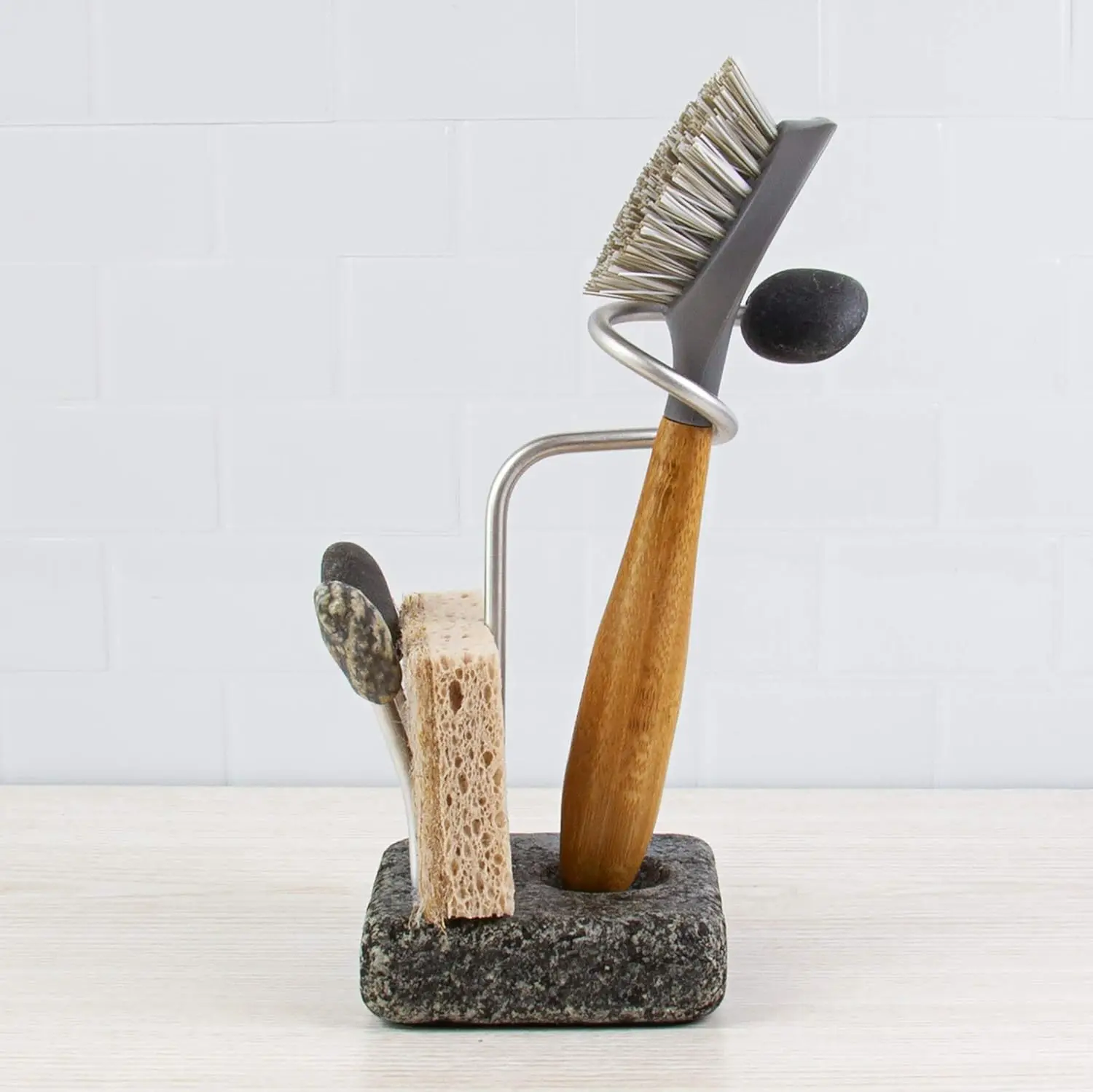 

Splash Sponge and Brush Holder - Heavy Granite Base Kitchen Sink Caddy - Eco-Friendly Handmade