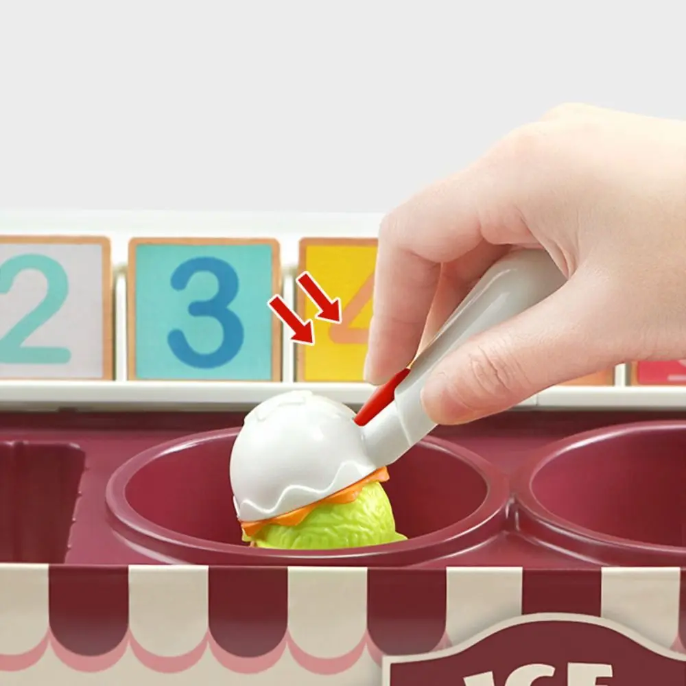 Ensemble de jeu de crème glacée en plastique pour enfants, maison de jeu en forme de couleur, jouet alimentaire, reconnaissance Montessori, jouet d'apprentissage des mathématiques