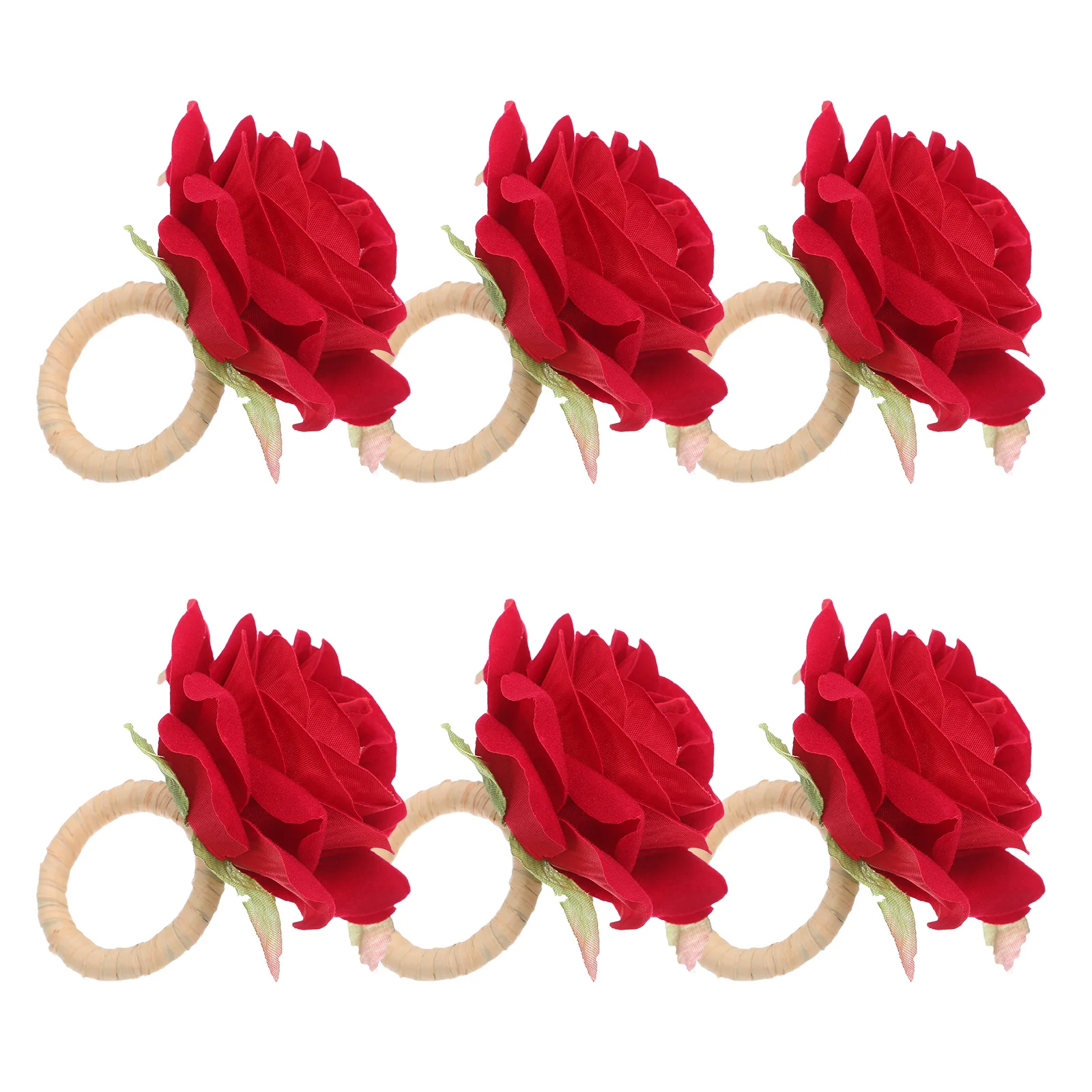 

6Pcs Handcraft Rose Napkin Rings Set Simulated Flower Napkin Clasp Lightweight Reusable Elegant Gift for Housewarming