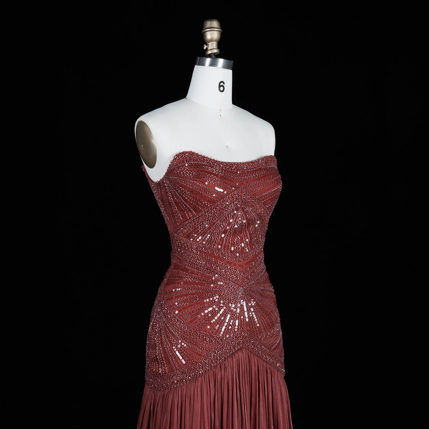 Sharon Said Abendkleider Luxuriöse Meerjungfrauen-Abendkleider, trägerlos, mit Perlen und Pailletten, glamouröse formelle Hochzeits- und Partykleider aus Dubai, SS325, maßgeschneidert – Detail 20