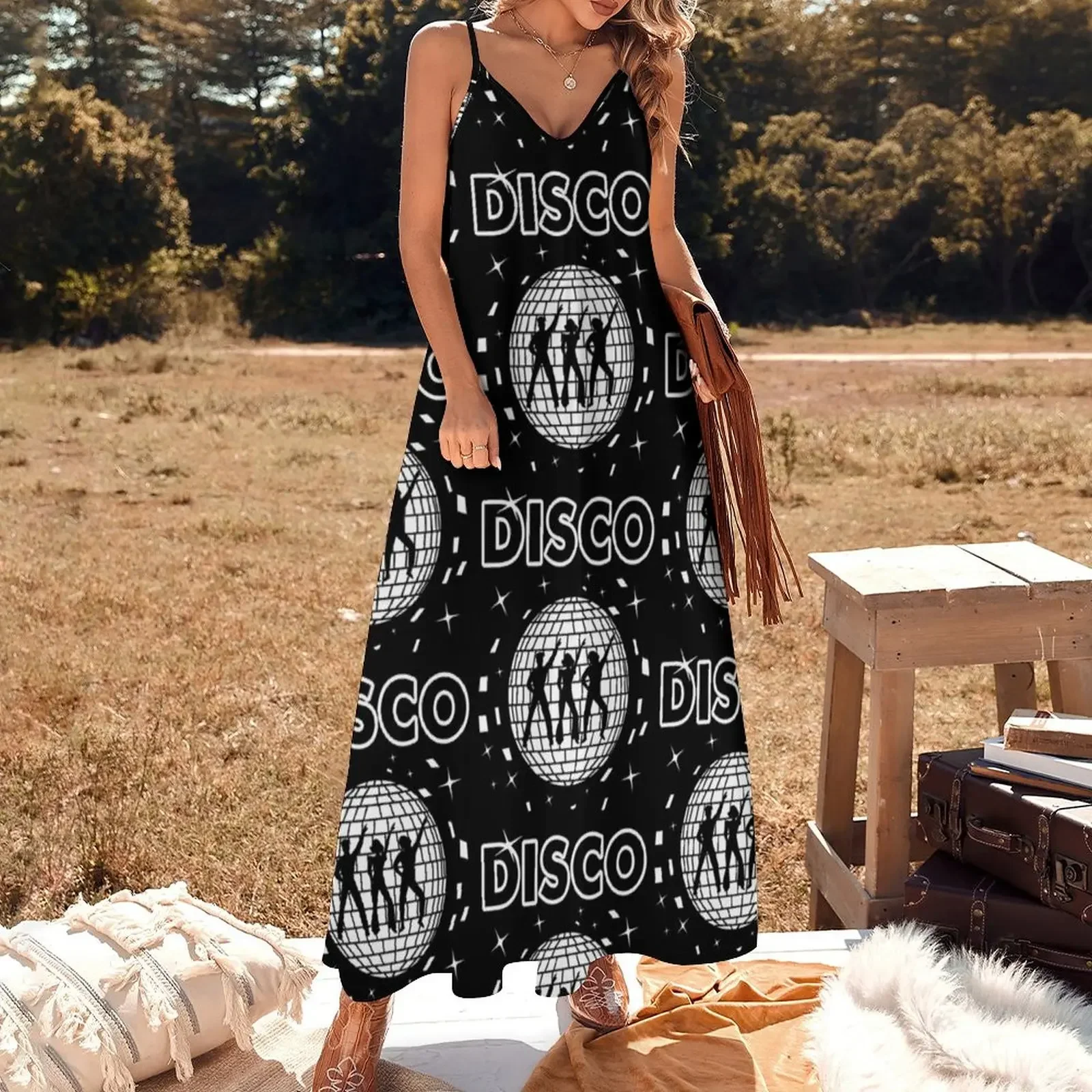 Black White 70s Disco Dance Party Sleeveless Dress birthday dresses for women dresses summer Dress