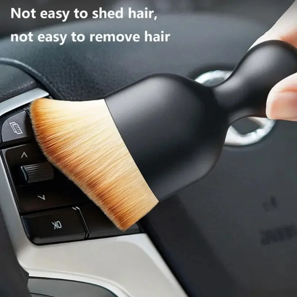 Curved Soft Bristle Car Interior Detailing Brush with Dust Cover, Auto Dust Cleaning Brush for Vents Crevices Dashboard