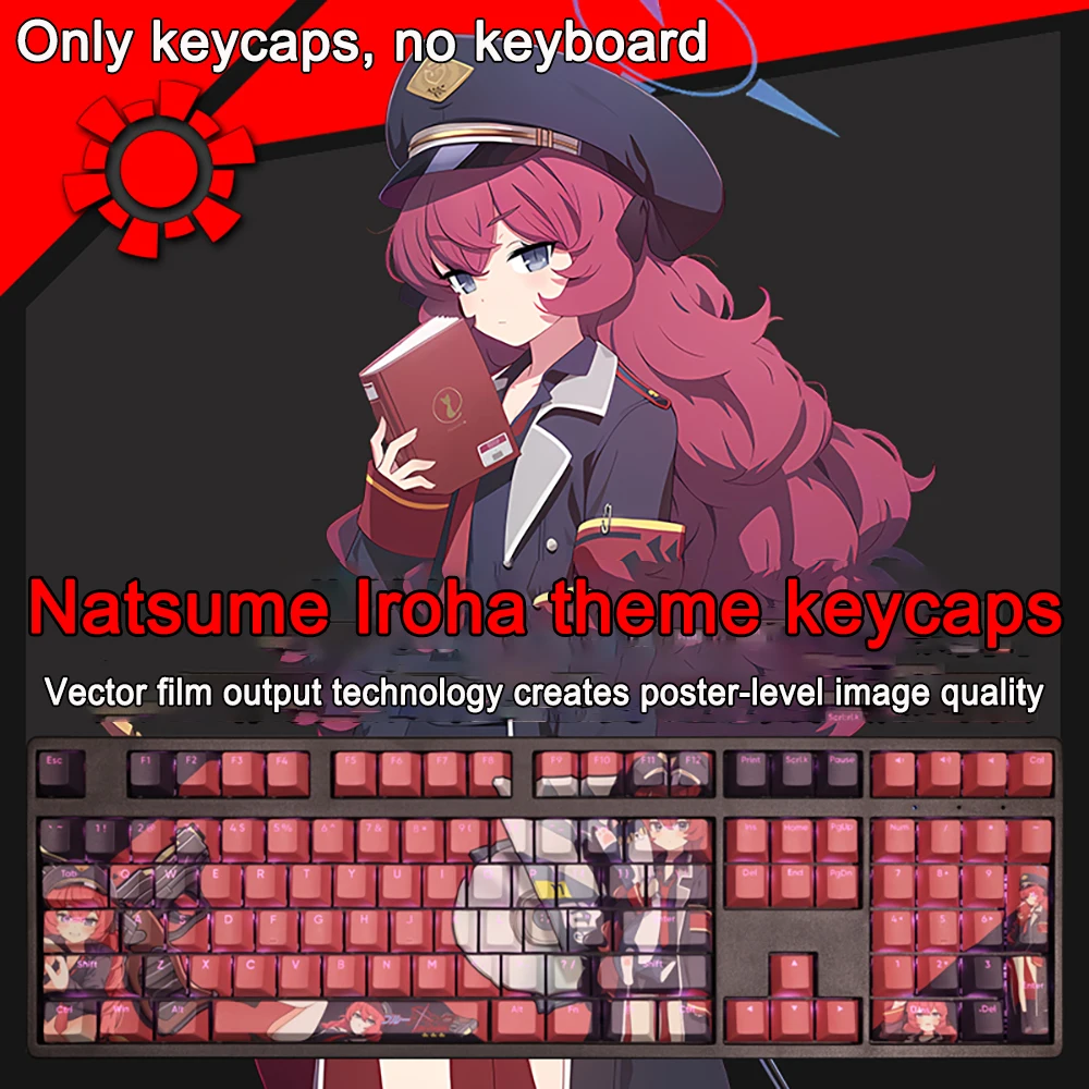 108 Toetsen Blauwe Archief Keycaps Natsume Iroha Pbt Dye Subbed Cherry Backlit Keycaps Anime Key Caps Voor Ansi 61 87 104 108 Lay-Out