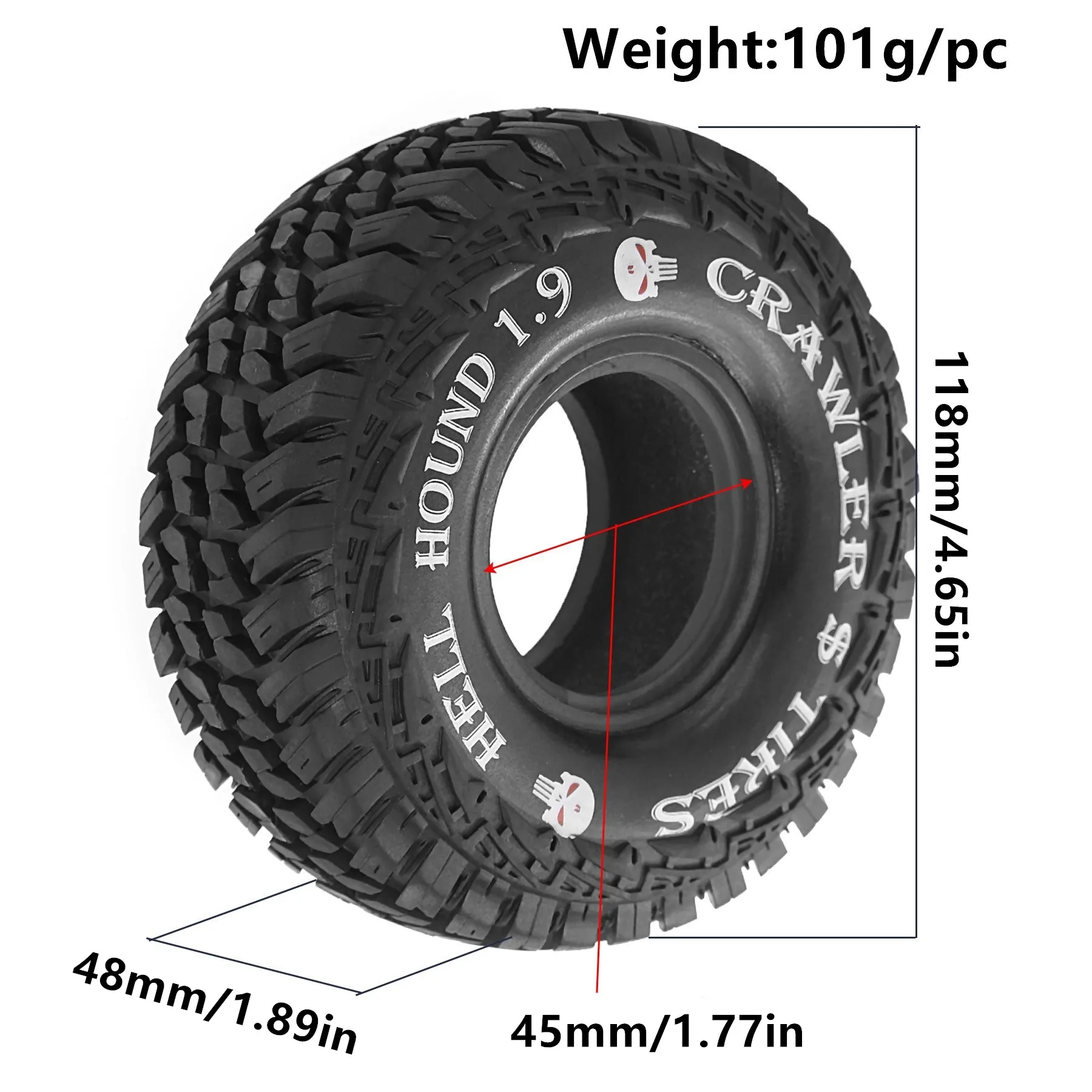 1.9 RC Tires 1/10 Rubber All Terrain Crawler Tyres For 1:10 Rock Mud Crawler Car Traxxas TRX4 Axial SCX10 II RC4WD D90 Tamiya view 4