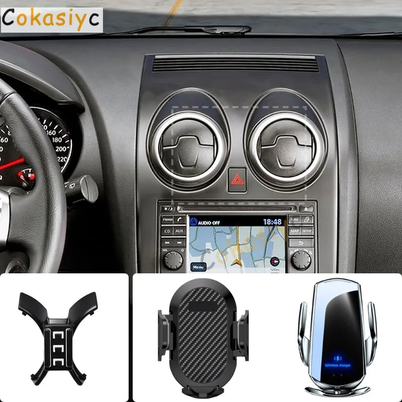 Suporte de Telefone para Carro para Nissan Qashqai j10 2013 2012 2011 2010 2009 2008 Base de Fixação Especial com Carregamento Sem Fio